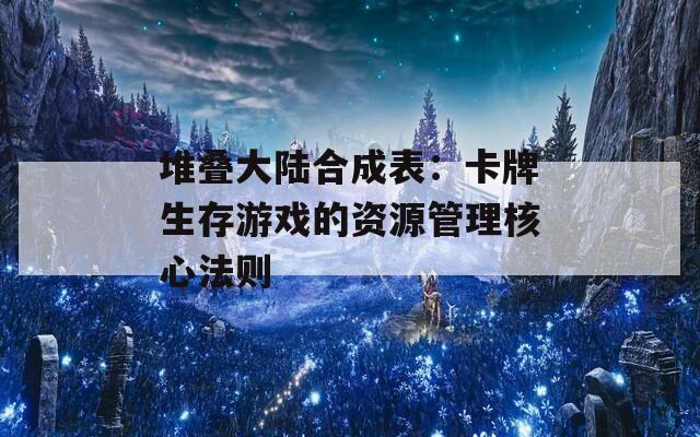 堆叠大陆合成表：卡牌生存游戏的资源管理核心法则